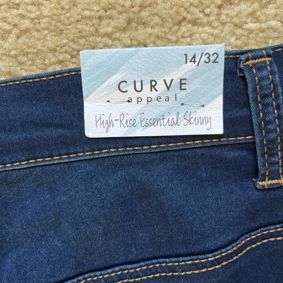 Curve Appeal High Rise Essential Skinny Jean Women 14/32 Blue Grunge Casual NEW - Picture 7 of 11
